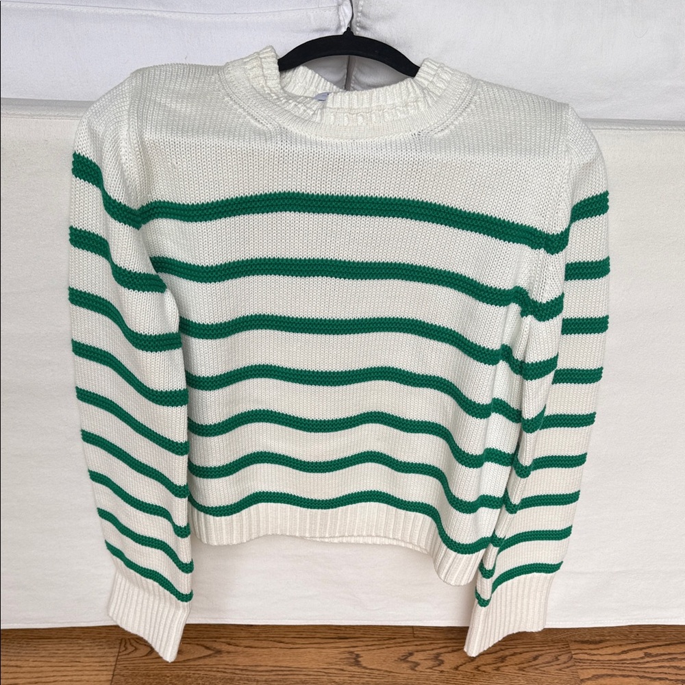 La Ligne Marin Sweater in striped Green and White